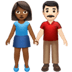 👩🏾‍🤝‍👨🏻 woman and man holding hands: medium-dark skin tone, light skin tone display on Apple